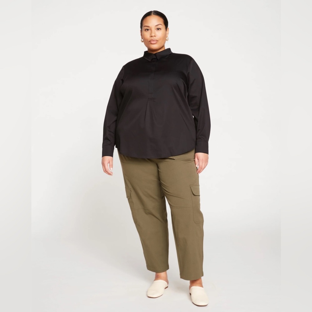 Universal Standard M (18-20) Elbe Popover Black Poplin Shirt